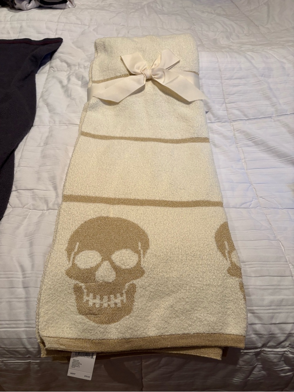 Cream and Tan Skull Throw